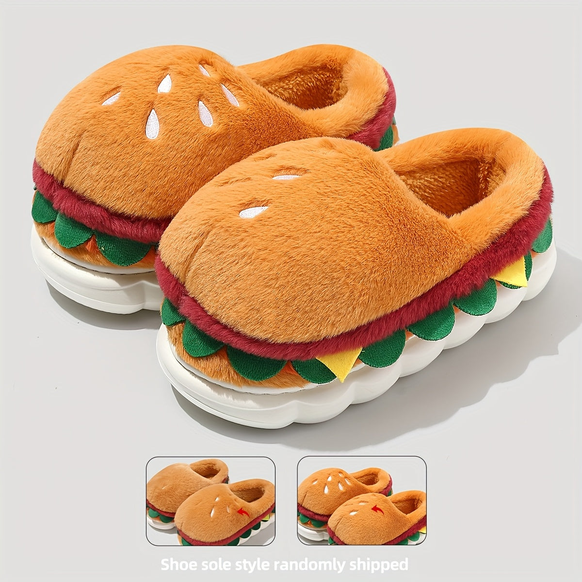 Hamburger Plush Slippers