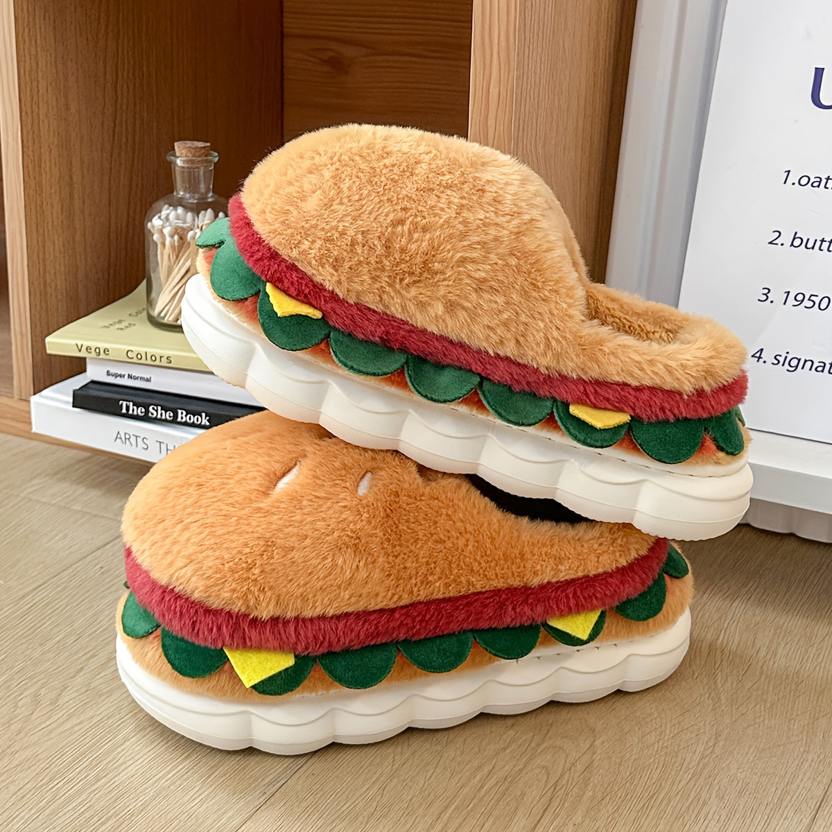 Hamburger Plush Slippers