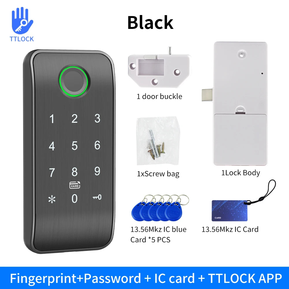 Smart Cabinet Lock APP TTLOCK Control Keypad RFID Card Entry Remote Access for Home Office Drawer