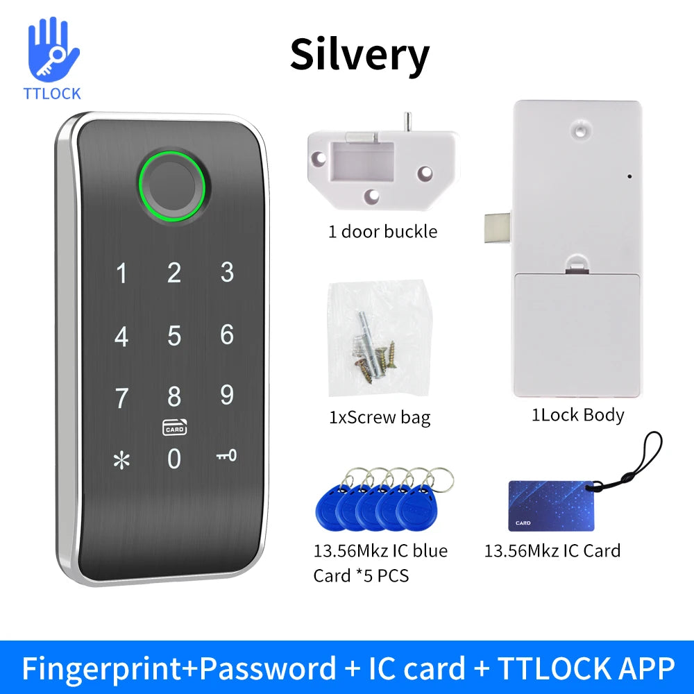 Smart Cabinet Lock APP TTLOCK Control Keypad RFID Card Entry Remote Access for Home Office Drawer