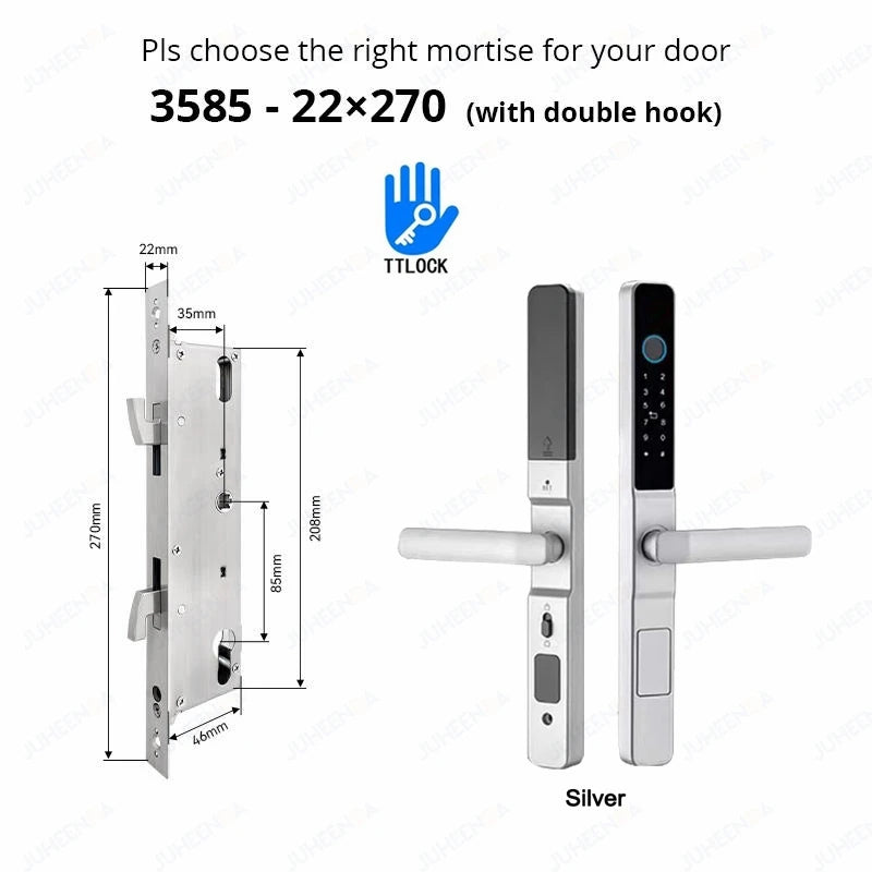 Waterproof Sliding Door Smart Lock TTLock App Alexa Fingerprint Digital Code RFID Card Anti-Lock Aluminum Glass Electronic Lock