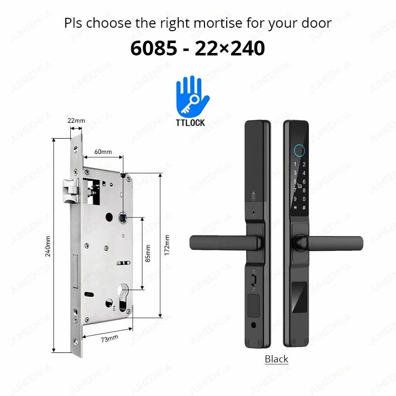Waterproof Sliding Door Smart Lock TTLock App Alexa Fingerprint Digital Code RFID Card Anti-Lock Aluminum Glass Electronic Lock
