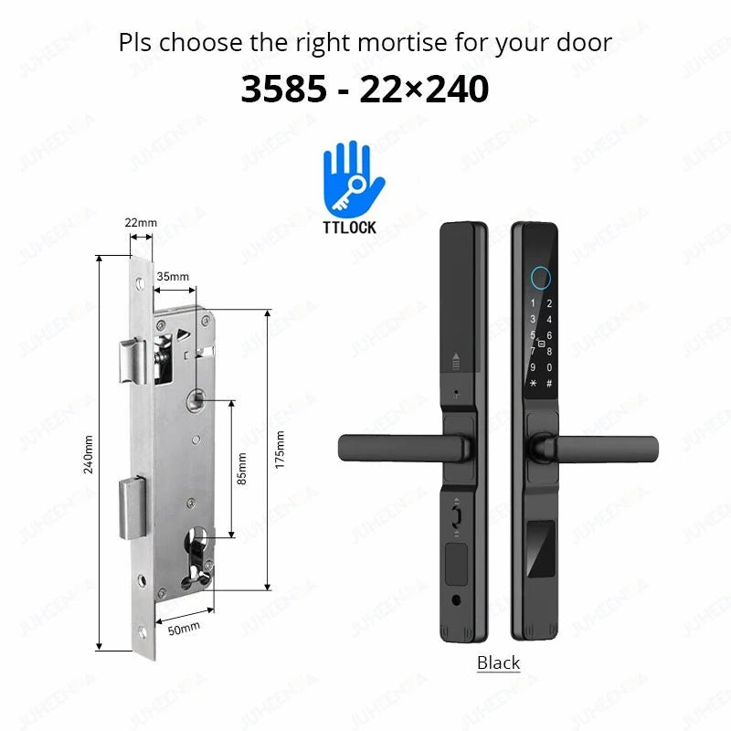Waterproof Sliding Door Smart Lock TTLock App Alexa Fingerprint Digital Code RFID Card Anti-Lock Aluminum Glass Electronic Lock