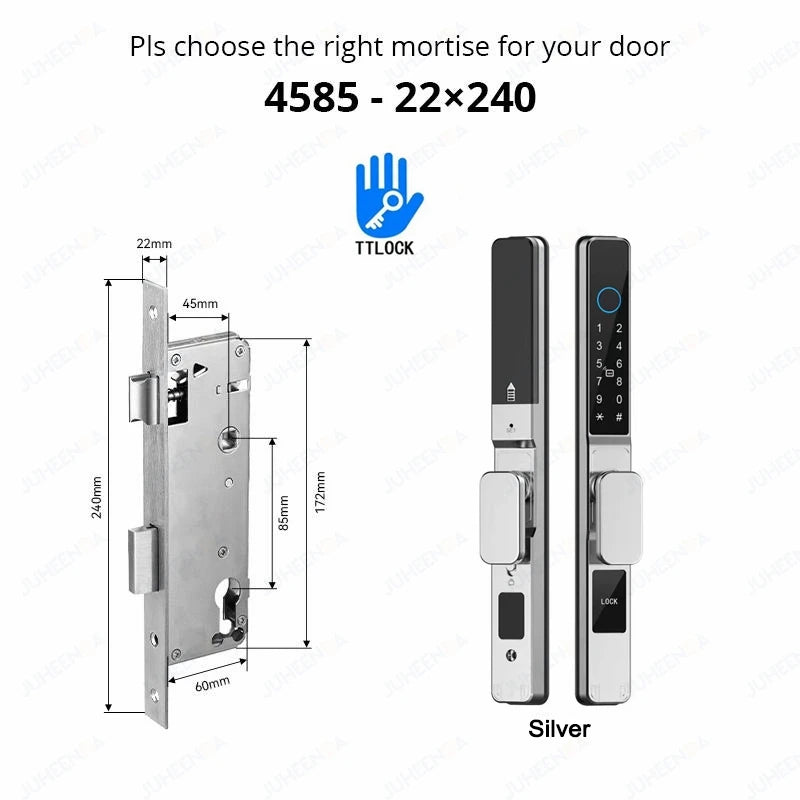Waterproof Sliding Door Smart Lock TTLock App Alexa Fingerprint Digital Code RFID Card Anti-Lock Aluminum Glass Electronic Lock