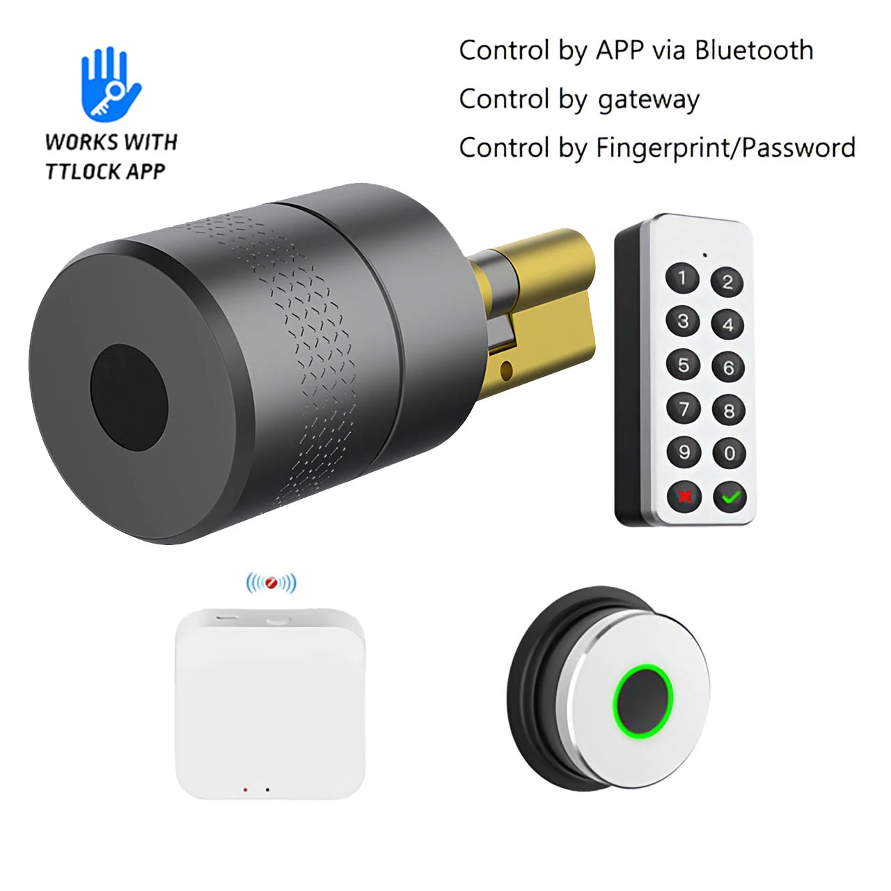 Wehere TTLOCK Smart Door Lock M501 Alexa Cylinder Fingerprint Bluetooth Door Lock Smartlife WIFI Control M500 Upgrade Version
