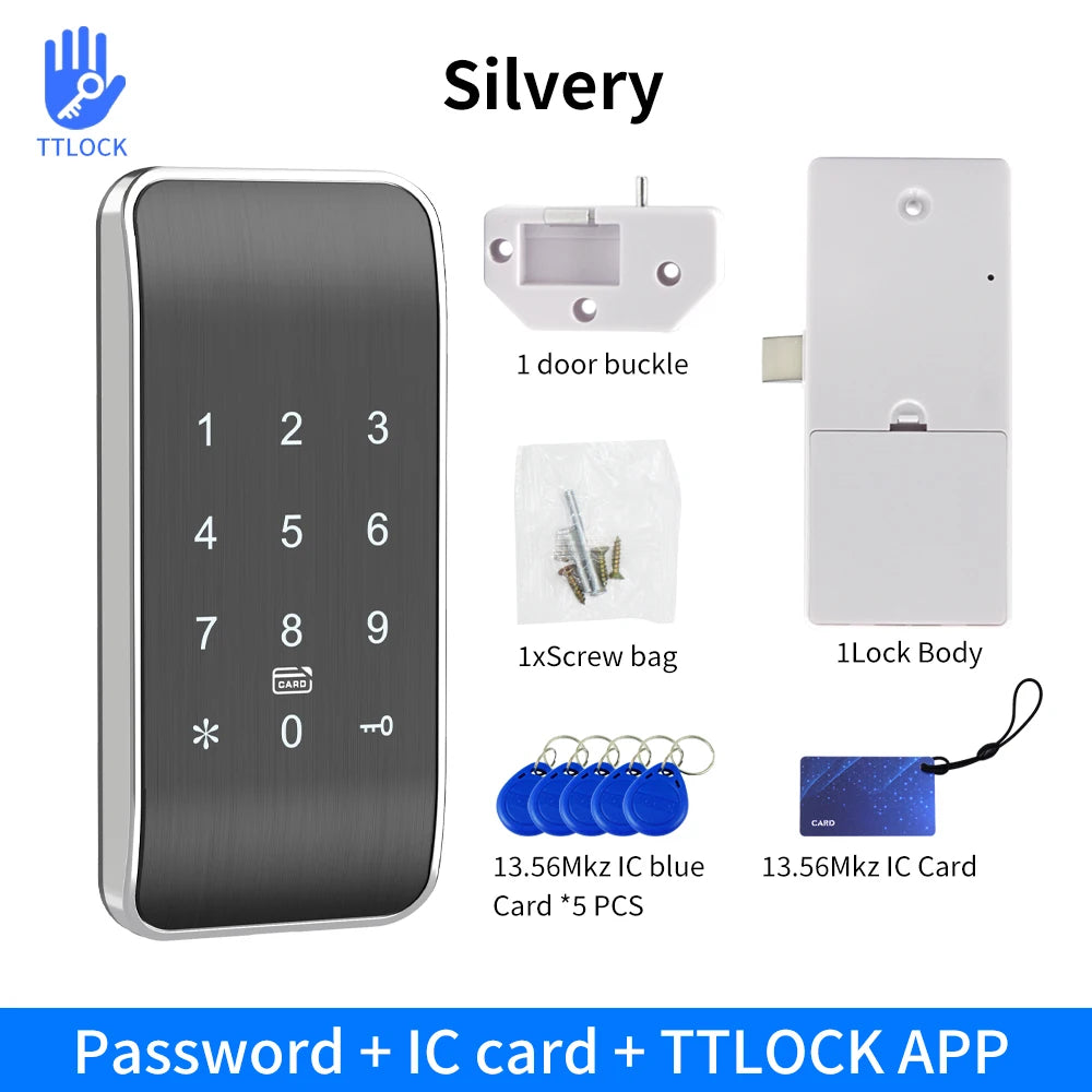 Smart Cabinet Lock APP TTLOCK Control Keypad RFID Card Entry Remote Access for Home Office Drawer