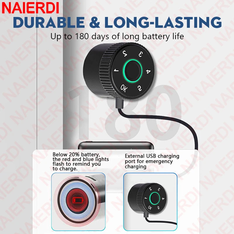 NAIERDI Smart Electronic Lock Cylinder Tuya App Fingerprint Password Unlock Upgrade for Mechanical Door Locks Security Home