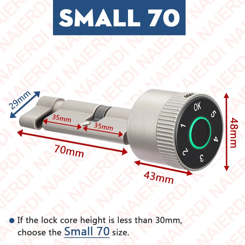 NAIERDI Smart Electronic Lock Cylinder Tuya App Fingerprint Password Unlock Upgrade for Mechanical Door Locks Security Home