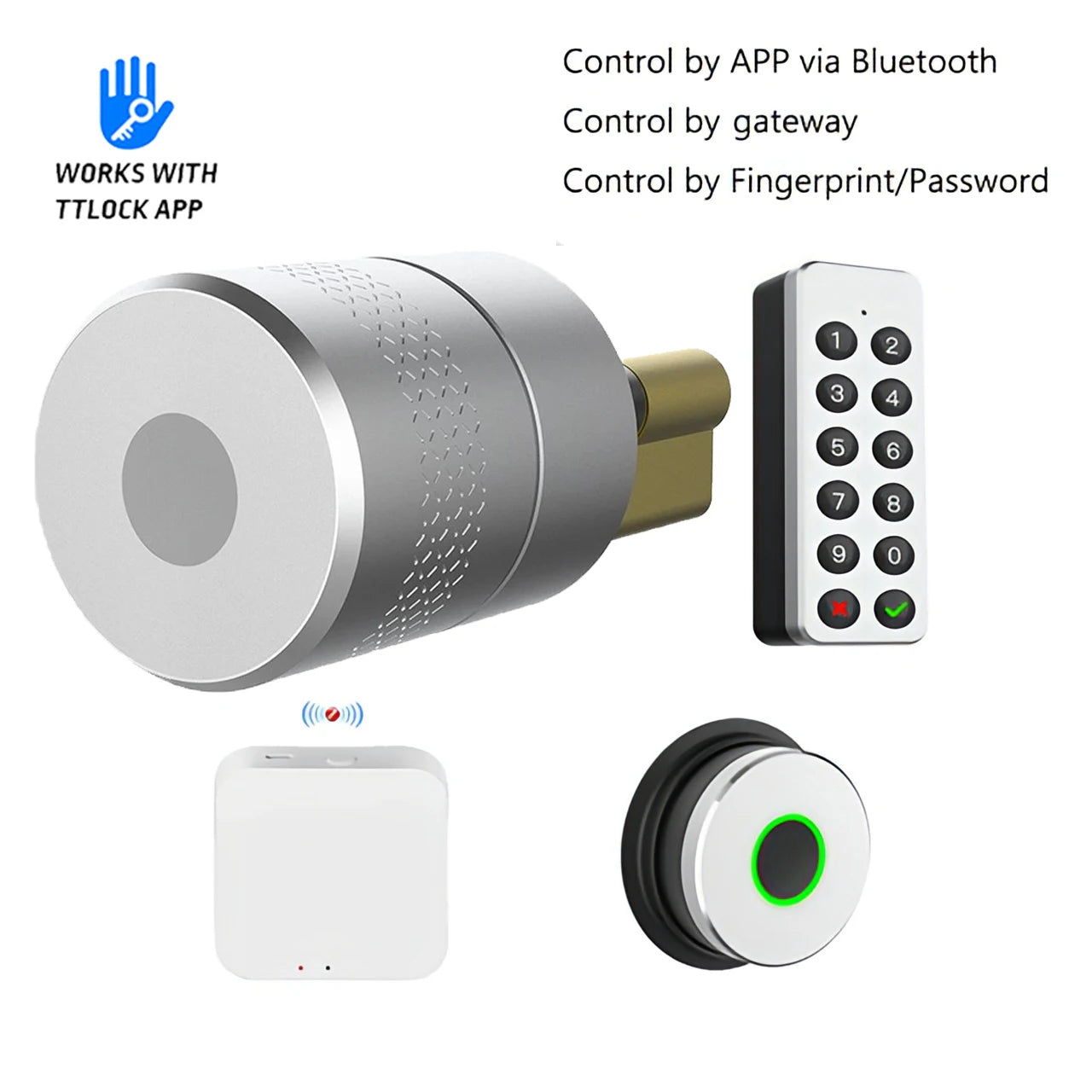 Wehere TTLOCK Smart Door Lock M501 Alexa Cylinder Fingerprint Bluetooth Door Lock Smartlife WIFI Control M500 Upgrade Version