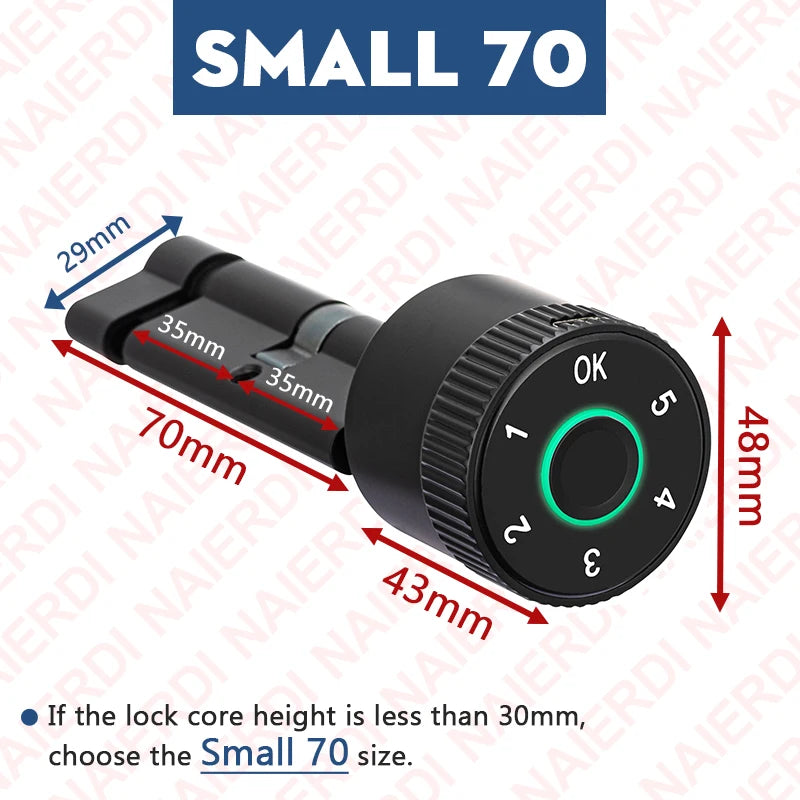 NAIERDI Smart Electronic Lock Cylinder Tuya App Fingerprint Password Unlock Upgrade for Mechanical Door Locks Security Home