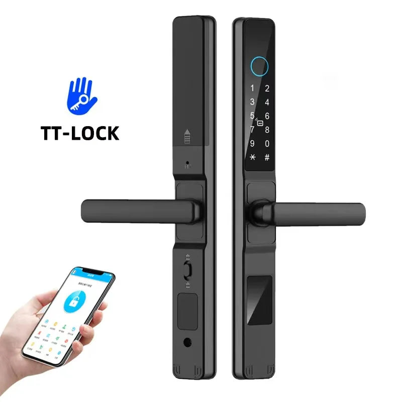 Waterproof Sliding Door Smart Lock TTLock App Alexa Fingerprint Digital Code RFID Card Anti-Lock Aluminum Glass Electronic Lock