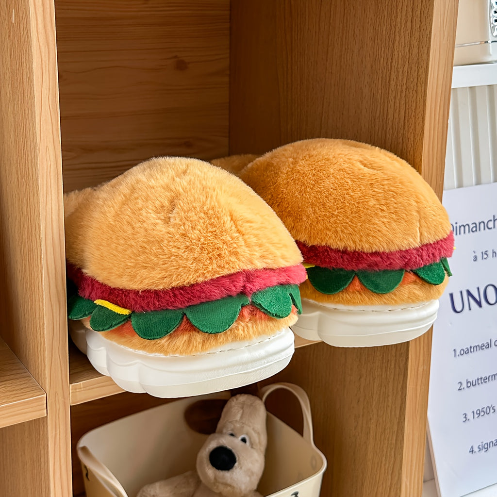 Hamburger Plush Slippers
