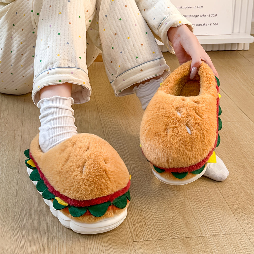 Hamburger Plush Slippers