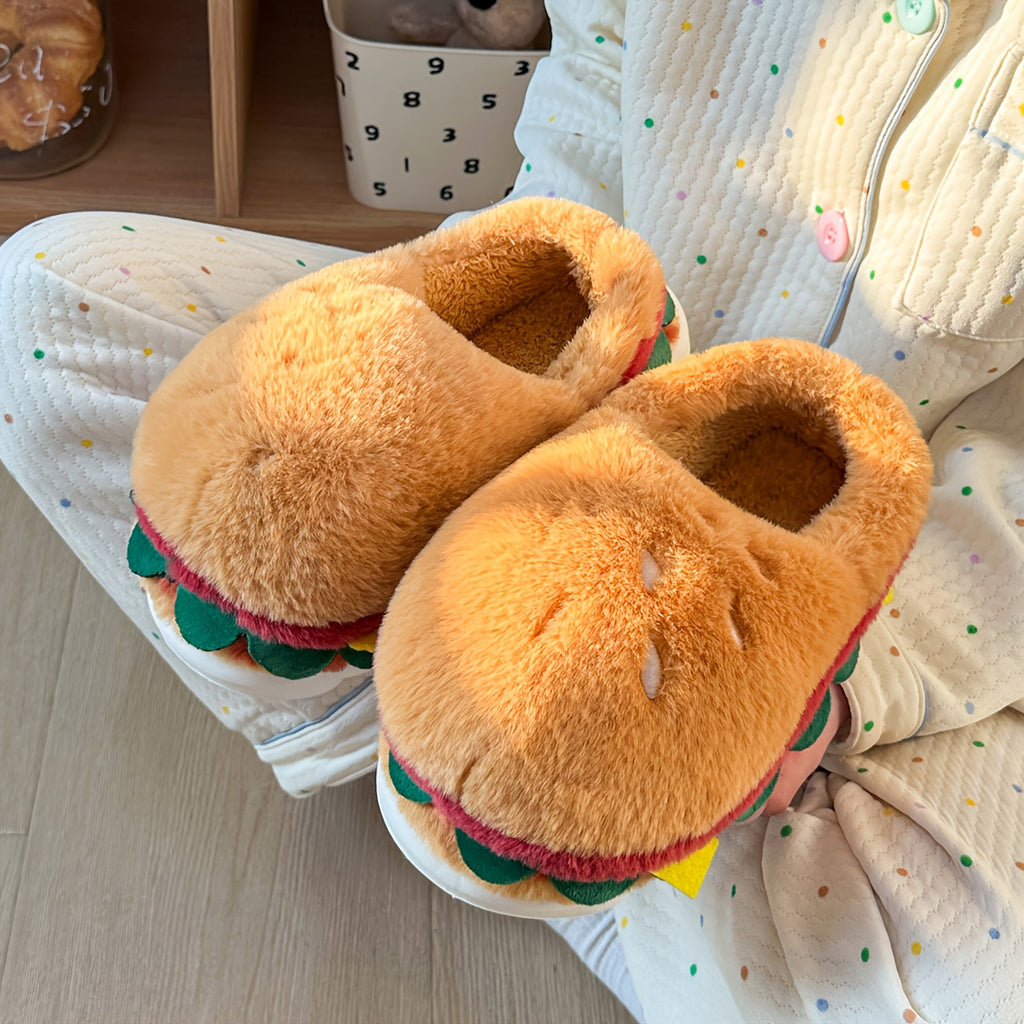 Hamburger Plush Slippers