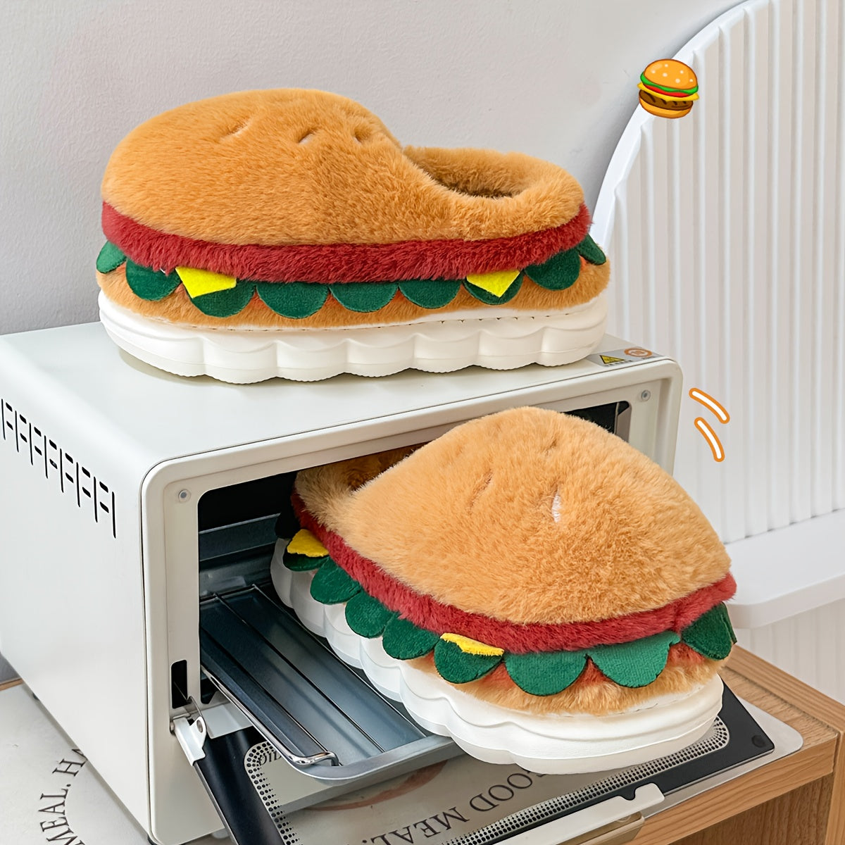 Hamburger Plush Slippers